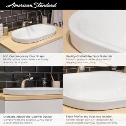 American Standard Studio S 22.5 in. Above Counter Bathroom Sink in White -Bathroom Sinks Sales white american standard drop in bathroom sinks 1296000 020 1f 1000