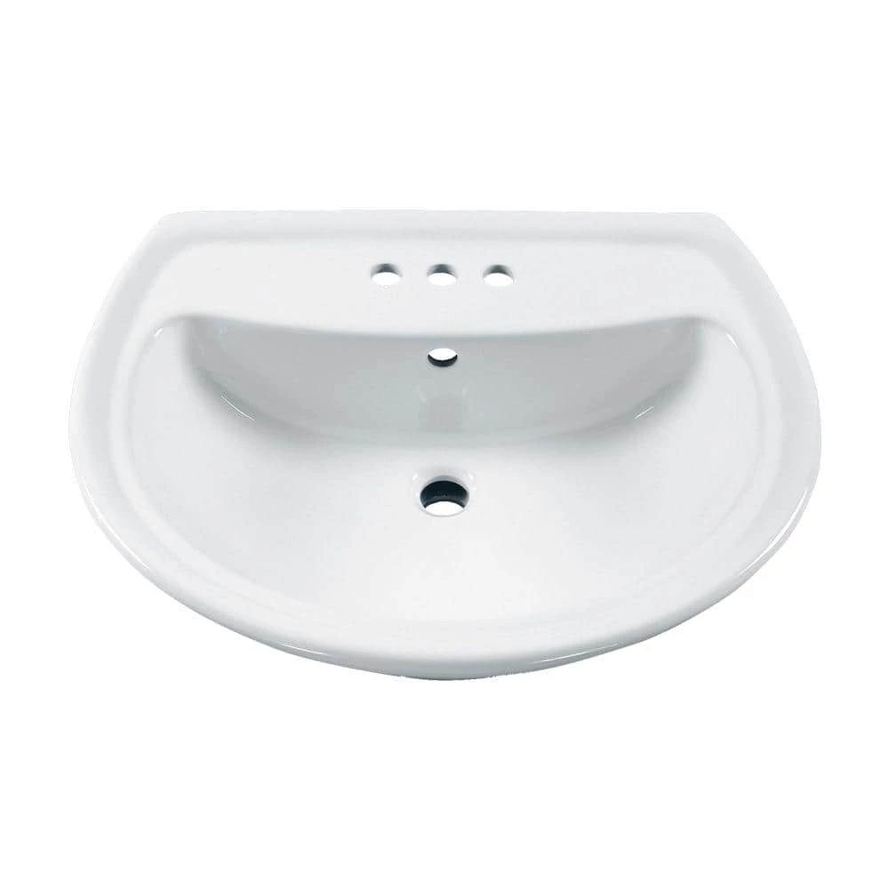 American Standard Cadet 6 in. Pedestal Sink Basin with 4 in. Faucet Centers in White 3 American Standard Cadet 6 in. Pedestal Sink Basin with 4 in. Faucet Centers in White