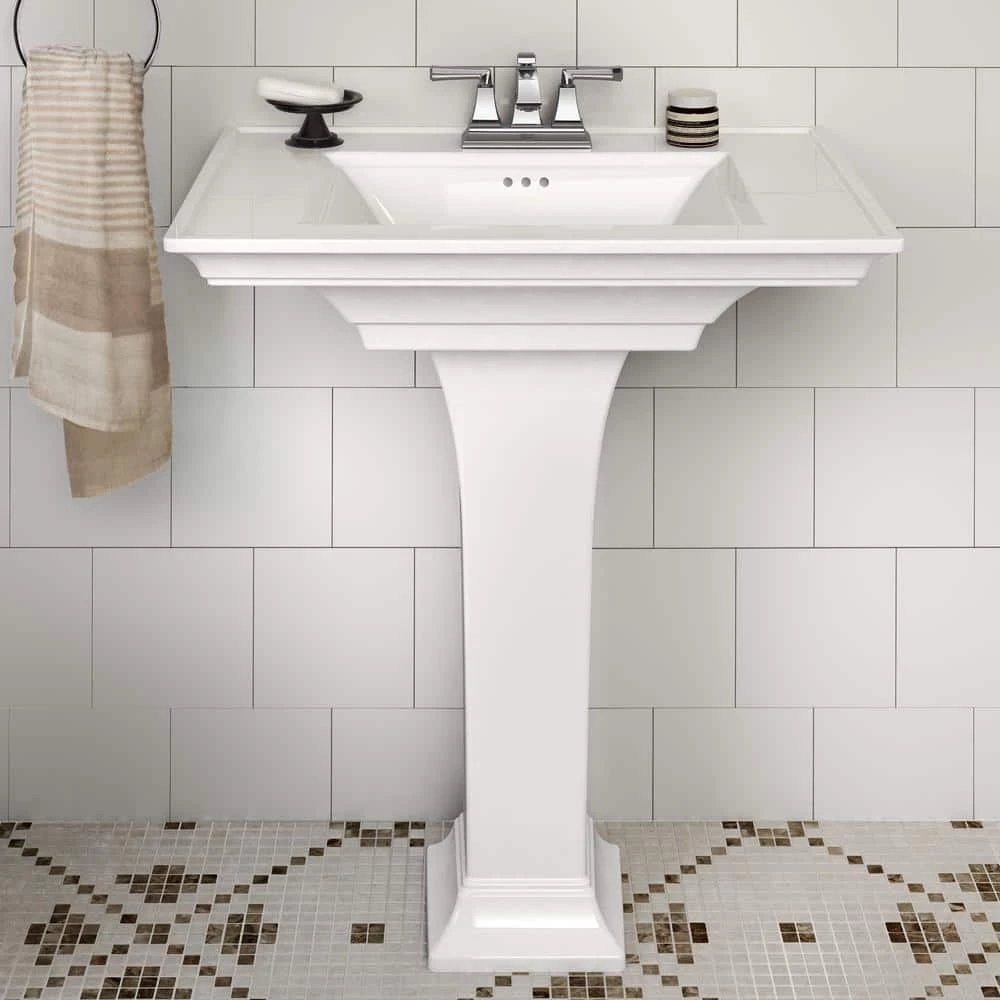 American Standard Town Square S 4 in. Faucet Hole Pedestal Sink Top Only in White 7 American Standard Town Square S 4 in. Faucet Hole Pedestal Sink Top Only in White - Image 5