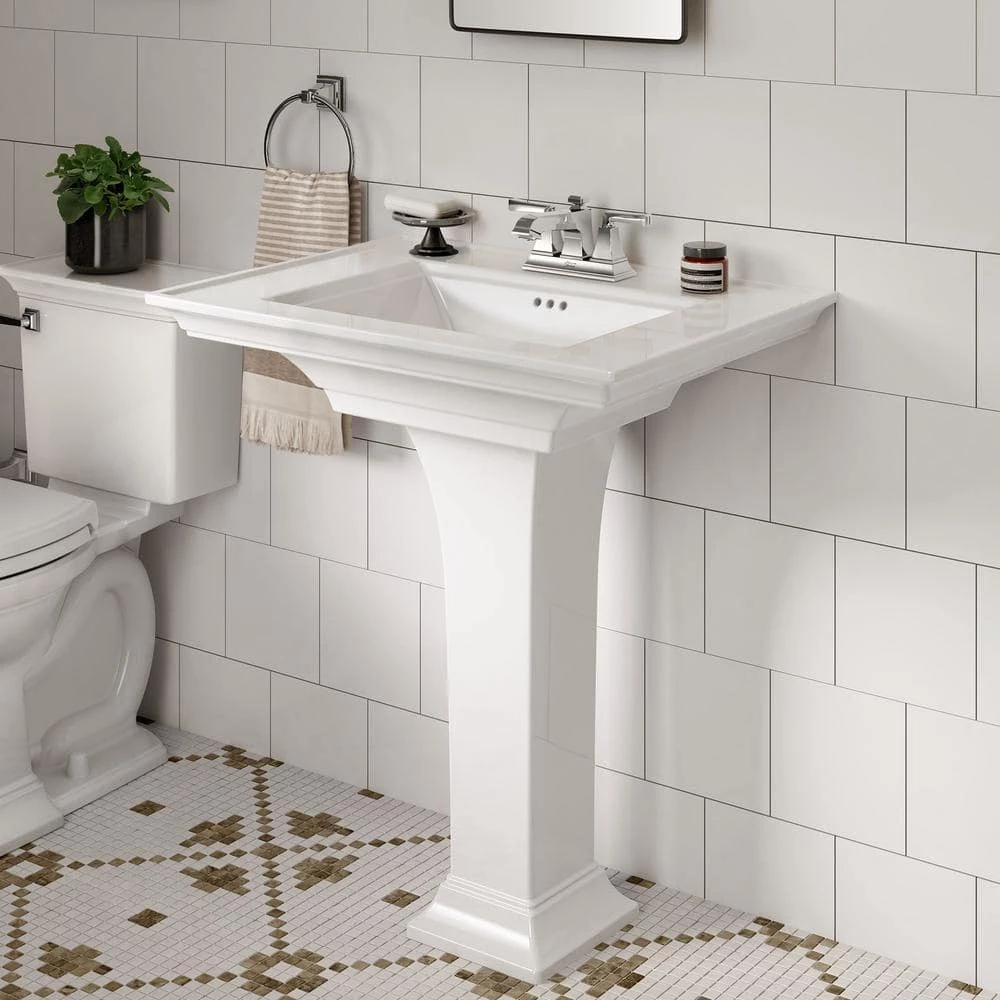 American Standard Town Square S 4 in. Faucet Hole Pedestal Sink in White 6 American Standard Town Square S 4 in. Faucet Hole Pedestal Sink in White - Image 4