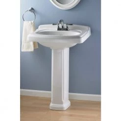 American Standard Portsmouth 8 in. Centers Pedestal/Vanity Top in White -Bathroom Sinks Sales white american standard pedestal sinks 0555 108 020 4f 1000