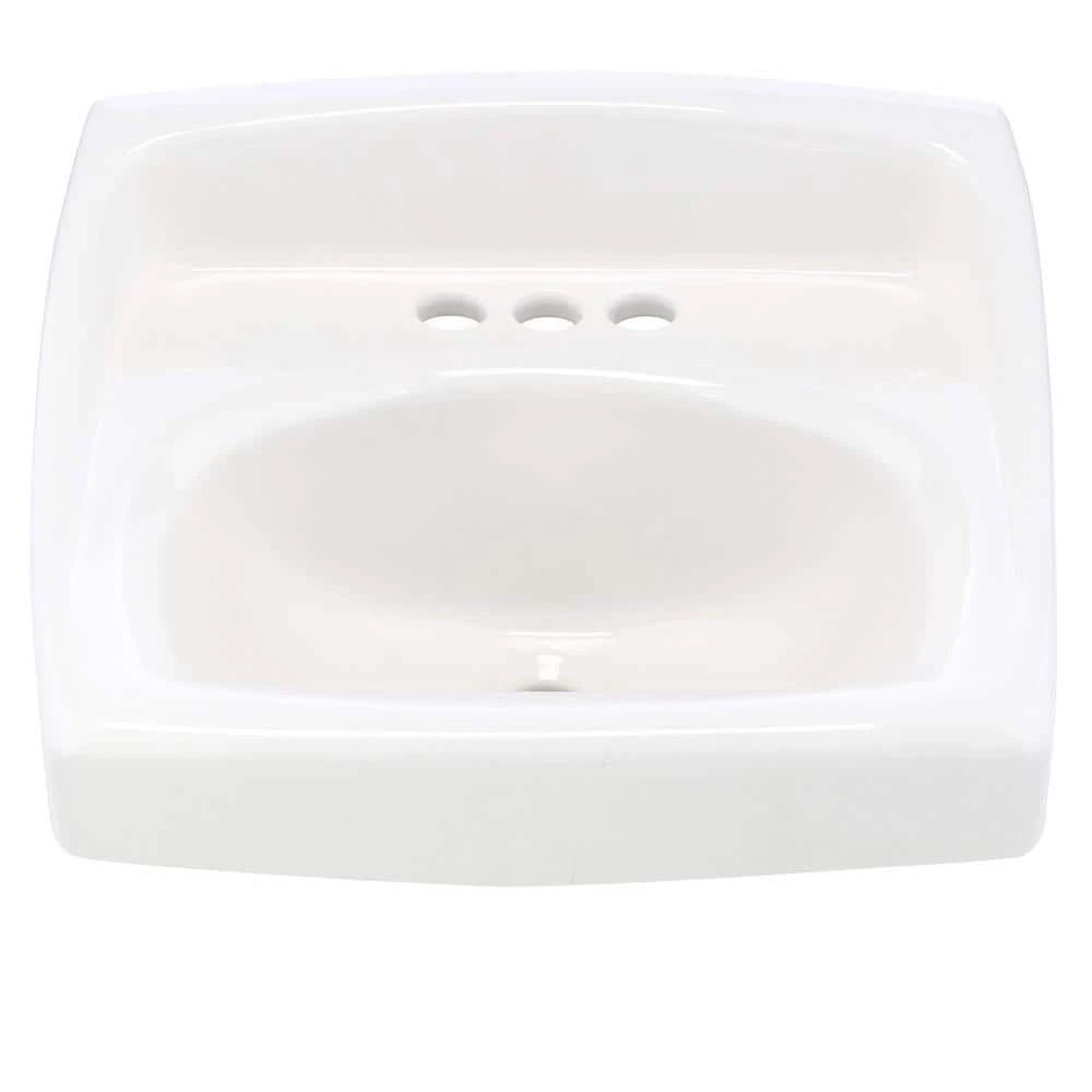 American Standard Lucerne Wall-Mounted Bathroom Vessel Sink with Faucet Holes on 4 in. Center in White 5 American Standard Lucerne Wall-Mounted Bathroom Vessel Sink with Faucet Holes on 4 in. Center in White - Image 3