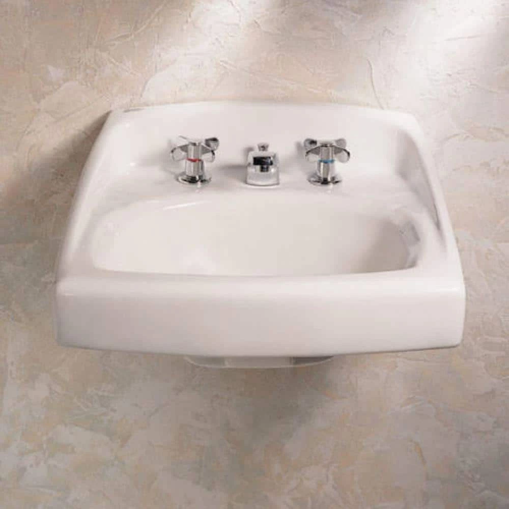 American Standard Lucerne Wall-Mounted Bathroom Vessel Sink with Faucet Holes on 4 in. Center in White 6 American Standard Lucerne Wall-Mounted Bathroom Vessel Sink with Faucet Holes on 4 in. Center in White - Image 4