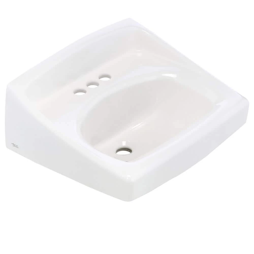 American Standard Lucerne Wall-Mounted Bathroom Vessel Sink with Faucet Holes on 4 in. Center in White 4 American Standard Lucerne Wall-Mounted Bathroom Vessel Sink with Faucet Holes on 4 in. Center in White - Image 2
