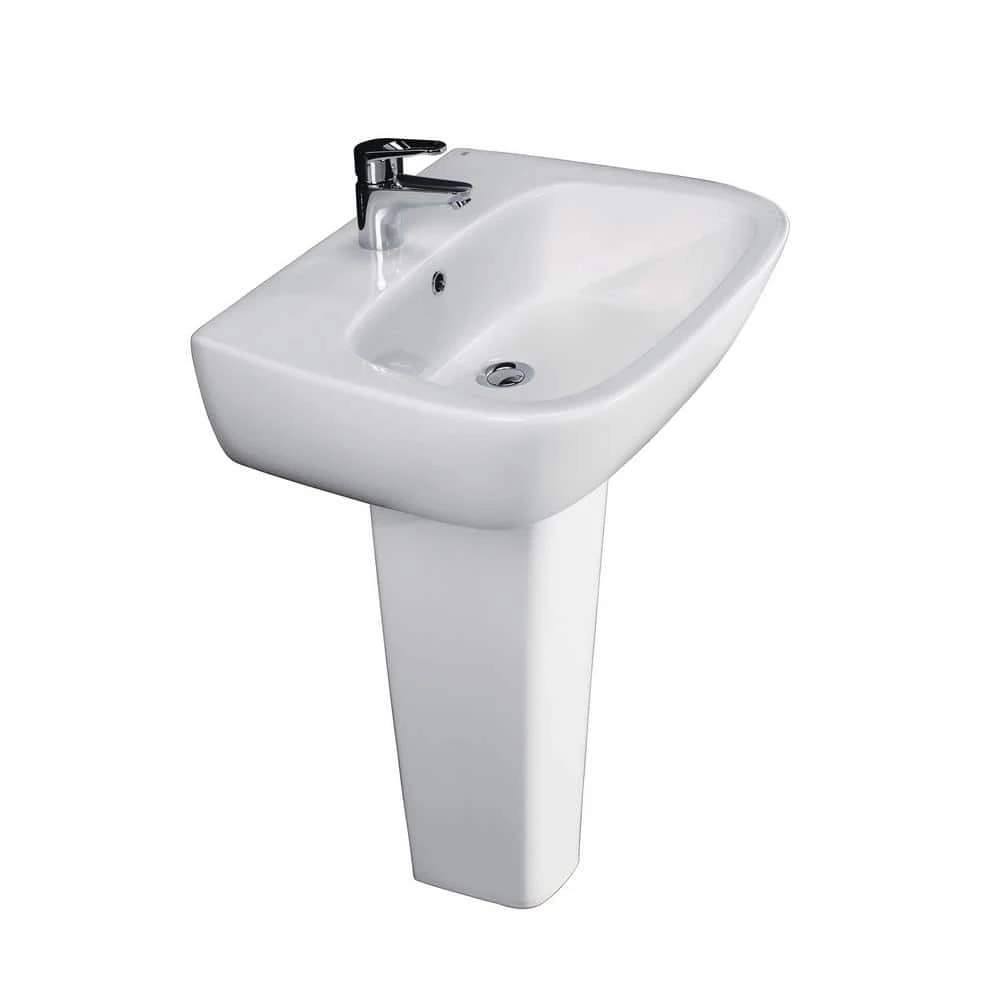 Barclay Products Elena 600 Pedestal Combo Bathroom Sink in White 3 Barclay Products Elena 600 Pedestal Combo Bathroom Sink in White