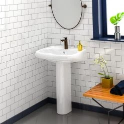 Barclay Products Flora 24 in. Pedestal Combo Bathroom Sink with 1 Faucet Hole in White 7 Barclay Products Flora 24 in. Pedestal Combo Bathroom Sink with 1 Faucet Hole in White -Bathroom Sinks Sales white barclay products pedestal sinks 3 251wh 31 1000