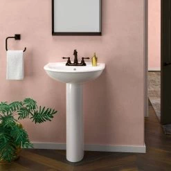 Barclay Products Karla 505 Pedestal Combo Bathroom Sink in White -Bathroom Sinks Sales white barclay products pedestal sinks 3 298wh 31 1000