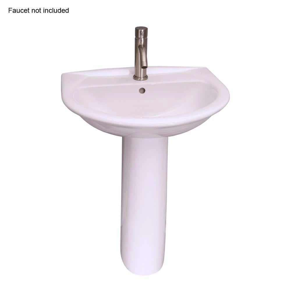 Barclay Products Karla 24 in. Pedestal Combo Bathroom Sink with 1 Faucet Hole in White 3 Barclay Products Karla 24 in. Pedestal Combo Bathroom Sink with 1 Faucet Hole in White