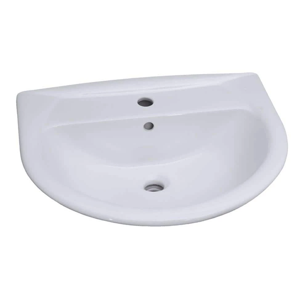 Barclay Products Karla 24 in. Pedestal Combo Bathroom Sink with 1 Faucet Hole in White 6 Barclay Products Karla 24 in. Pedestal Combo Bathroom Sink with 1 Faucet Hole in White - Image 4