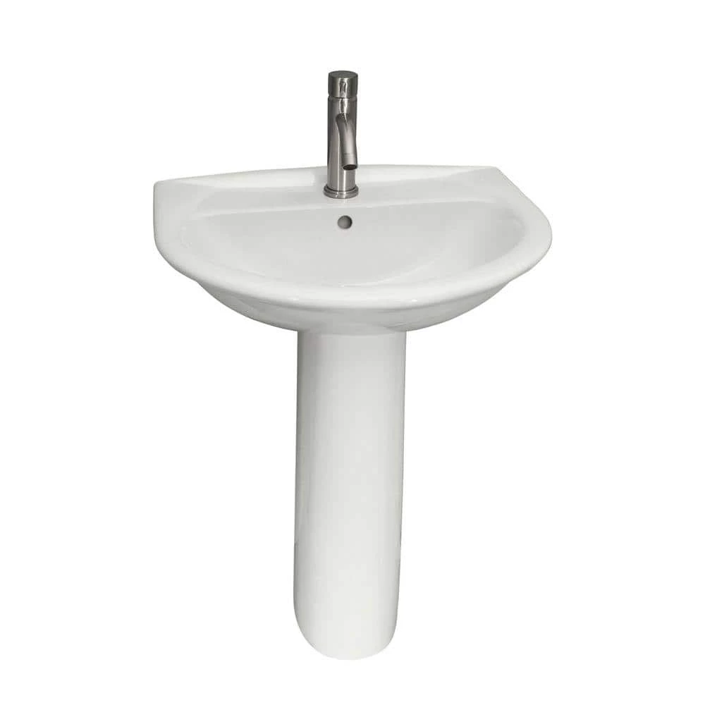 Barclay Products Karla 550 Pedestal Combo Bathroom Sink in White 3 Barclay Products Karla 550 Pedestal Combo Bathroom Sink in White