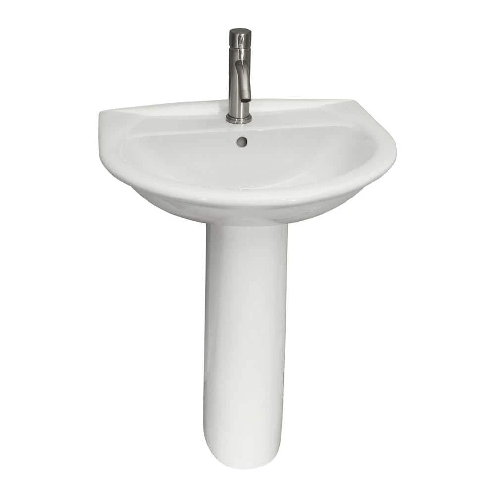 Barclay Products Karla 650 Pedestal Combo Bathroom Sink in White 3 Barclay Products Karla 650 Pedestal Combo Bathroom Sink in White
