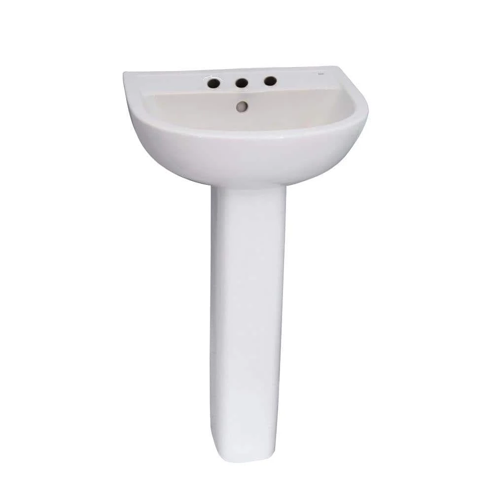 Barclay Products Compact 550 Pedestal Combo Bathroom Sink in White 3 Barclay Products Compact 550 Pedestal Combo Bathroom Sink in White