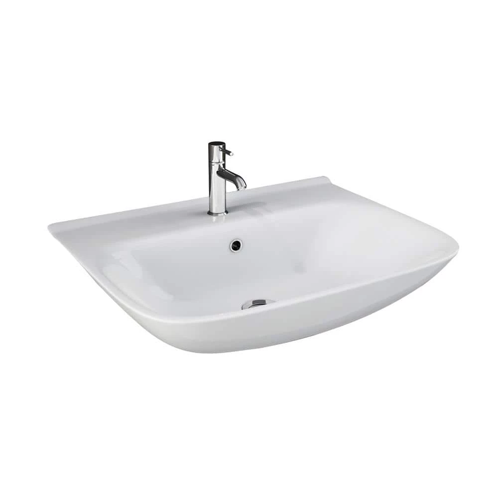 Barclay Products Eden 450 Wall-Mount Sink in White with 1 Faucet Hole 3 Barclay Products Eden 450 Wall-Mount Sink in White with 1 Faucet Hole