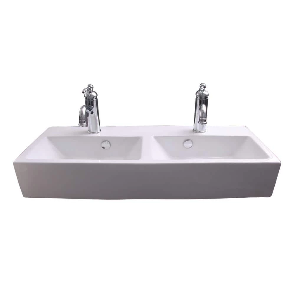 Barclay Products Windfield Double Bowl Wall-Mount Sink in White 3 Barclay Products Windfield Double Bowl Wall-Mount Sink in White