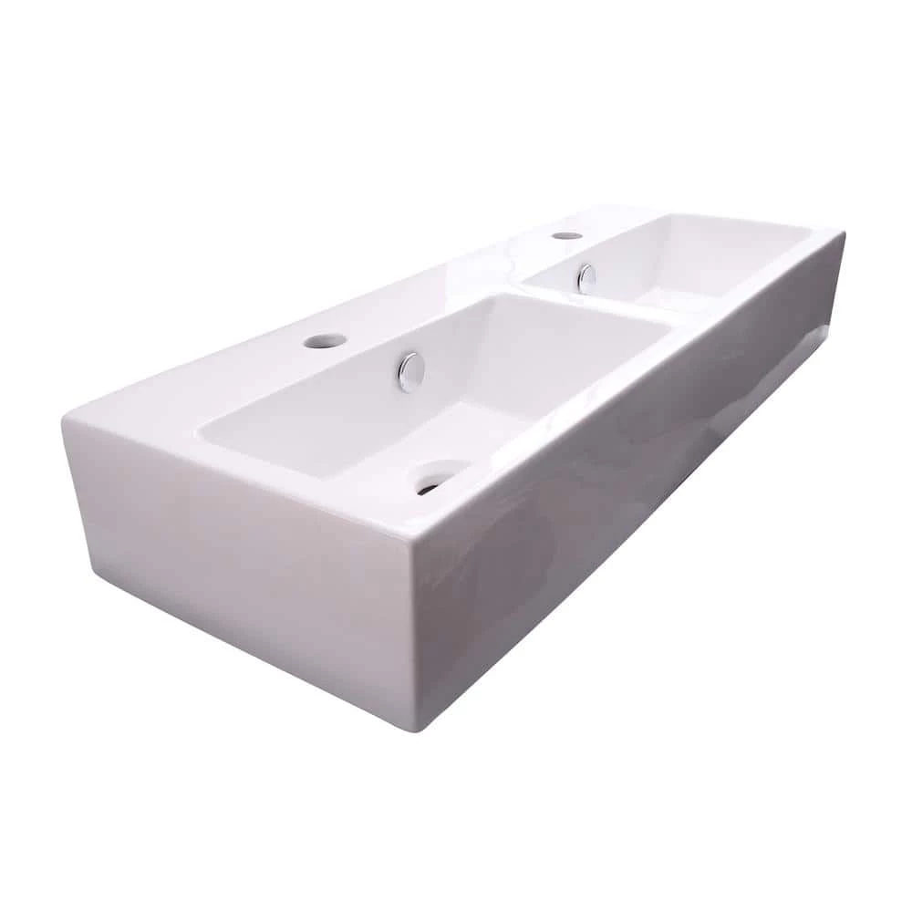Barclay Products Windfield Double Bowl Wall-Mount Sink in White 4 Barclay Products Windfield Double Bowl Wall-Mount Sink in White - Image 2