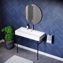 Swiss Madison Claire 40 in. Ceramic Console Sink White Basin Black Legs -Bathroom Sinks Sales white basin black legs swiss madison console sinks sm cs734 40 1000