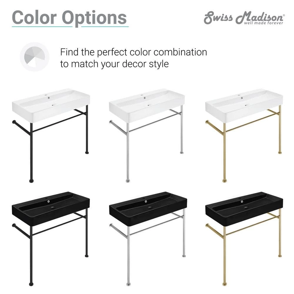 Swiss Madison Claire 40 in. Ceramic Console Sink White Basin Chrome Legs 11 Swiss Madison Claire 40 in. Ceramic Console Sink White Basin Chrome Legs - Image 9