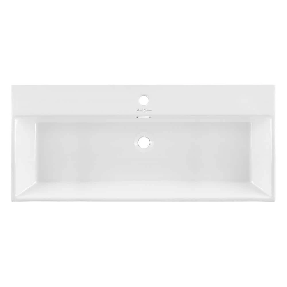 Swiss Madison Claire 40 in. Ceramic Console Sink White Basin Chrome Legs 8 Swiss Madison Claire 40 in. Ceramic Console Sink White Basin Chrome Legs - Image 6