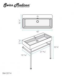 Swiss Madison Claire 40 in. Ceramic Console Sink White Basin Chrome Legs 25 Swiss Madison Claire 40 in. Ceramic Console Sink White Basin Chrome Legs -Bathroom Sinks Sales white basin chrome legs swiss madison console sinks sm cs714 76 1000