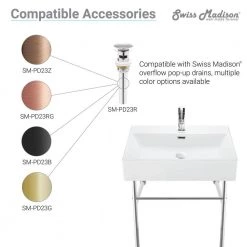 Swiss Madison Claire 40 in. Ceramic Console Sink White Basin Chrome Legs 21 Swiss Madison Claire 40 in. Ceramic Console Sink White Basin Chrome Legs -Bathroom Sinks Sales white basin chrome legs swiss madison console sinks sm cs714 c3 1000