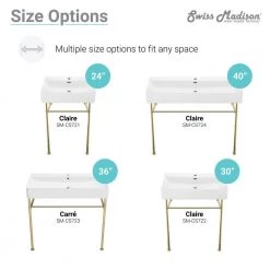 Swiss Madison Claire 40 in. Ceramic White Console Sink Basin Gold Legs -Bathroom Sinks Sales white basin gold legs swiss madison console sinks sm cs724 1f 1000