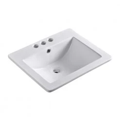 Bellaterra Home Sason 21 in. Drop-In Ceramic Bathroom Sink in White