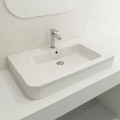 BOCCHI Parma Wall-Mounted White Fireclay Bathroom Sink 33.5 in. 1-Hole with Overflow 16 BOCCHI Parma Wall-Mounted White Fireclay Bathroom Sink 33.5 in. 1-Hole with Overflow -Bathroom Sinks Sales white bocchi wall mount sinks 1124 001 0126 1f 1000