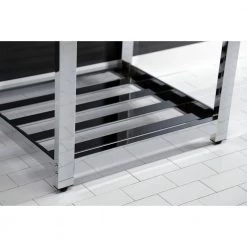 Kingston Brass 25 in. Ceramic Console Sink (8 in. in 3-Hole) with Stainless Steel Base in Chrome -Bathroom Sinks Sales white chrome kingston brass console sinks hvwp2522w8a1 44 1000