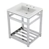 Kingston Brass 25 in. Ceramic Console Sink (8 in. in 3-Hole) with Stainless Steel Base in Chrome 1 Kingston Brass 25 in. Ceramic Console Sink (8 in. in 3-Hole) with Stainless Steel Base in Chrome -Bathroom Sinks Sales white chrome kingston brass console sinks hvwp2522w8a1 64 1000