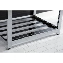 Kingston Brass 31 in. Ceramic Console Sink (8 in. in 3-Hole) with Stainless Steel Base in Chrome -Bathroom Sinks Sales white chrome kingston brass console sinks hvwp3122w8a1 44 1000