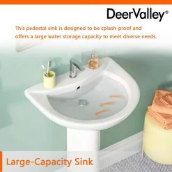DEERVALLEY 25 3/4 in. Tall U-Shape White Vitreous China Pedestal Bathroom Sink With Overflow -Bathroom Sinks Sales white deervalley pedestal sinks dv 1p523 77 1000
