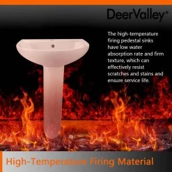 DEERVALLEY 25 3/4 in. Tall U-Shape White Vitreous China Pedestal Bathroom Sink With Overflow -Bathroom Sinks Sales white deervalley pedestal sinks dv 1p523 d4 1000