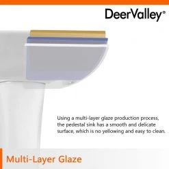 DEERVALLEY 26 5/8 in. Tall Modern U-Shape White Vitreous China Pedestal Bathroom Sink With Overflow -Bathroom Sinks Sales white deervalley pedestal sinks dv 1p525 44 1000