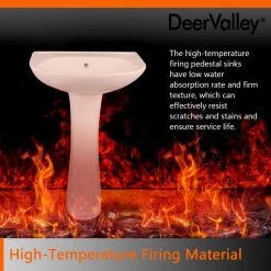 DEERVALLEY 26 5/8 in. Tall Modern U-Shape White Vitreous China Pedestal Bathroom Sink With Overflow -Bathroom Sinks Sales white deervalley pedestal sinks dv 1p525 fa 1000