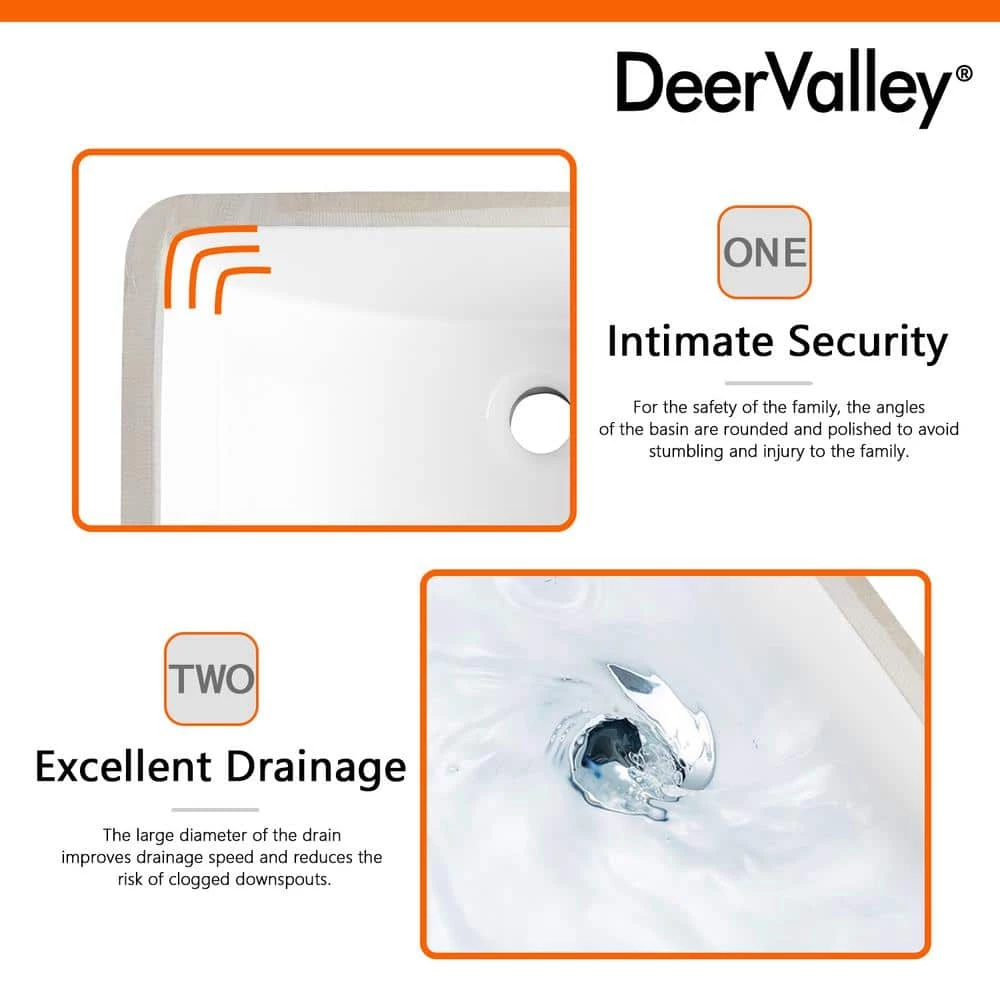 DEERVALLEY 20-7/8 in. Undermount Bathroom Sink in White Vitreous China 7 DEERVALLEY 20-7/8 in. Undermount Bathroom Sink in White Vitreous China - Image 5