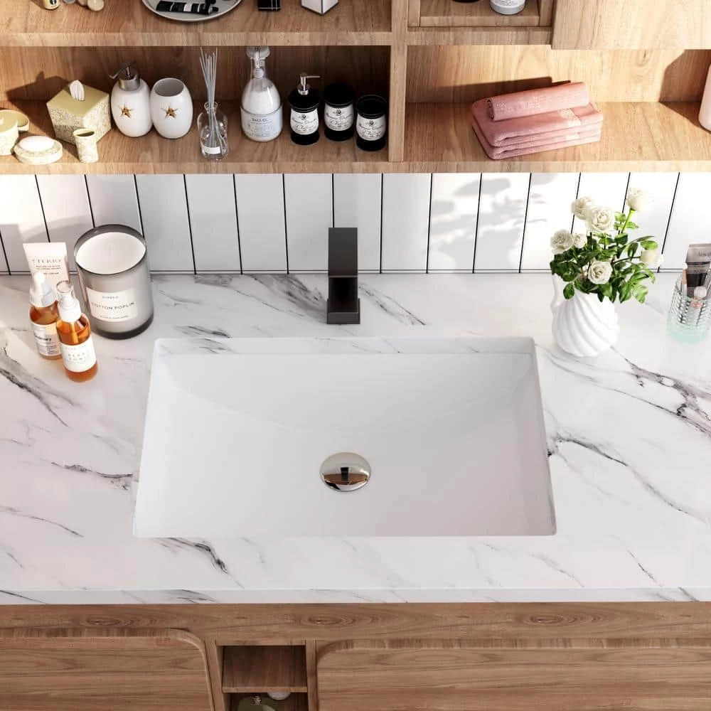 DEERVALLEY 20-7/8 in. Undermount Bathroom Sink in White Vitreous China 11 DEERVALLEY 20-7/8 in. Undermount Bathroom Sink in White Vitreous China - Image 9