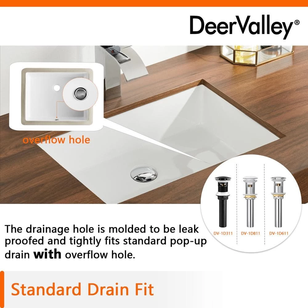 DEERVALLEY 19-3/4 in. Undermount Bathroom Sink in White Vitreous China 7 DEERVALLEY 19-3/4 in. Undermount Bathroom Sink in White Vitreous China - Image 5