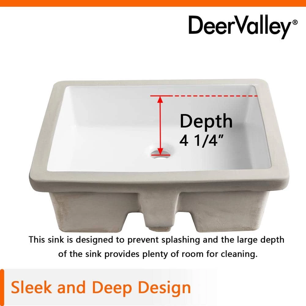 DEERVALLEY 19-3/4 in. Undermount Bathroom Sink in White Vitreous China 13 DEERVALLEY 19-3/4 in. Undermount Bathroom Sink in White Vitreous China - Image 11