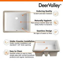 DEERVALLEY 19-3/4 in. Undermount Bathroom Sink in White Vitreous China 20 DEERVALLEY 19-3/4 in. Undermount Bathroom Sink in White Vitreous China -Bathroom Sinks Sales white deervalley undermount bathroom sinks dv 1u201 77 1000