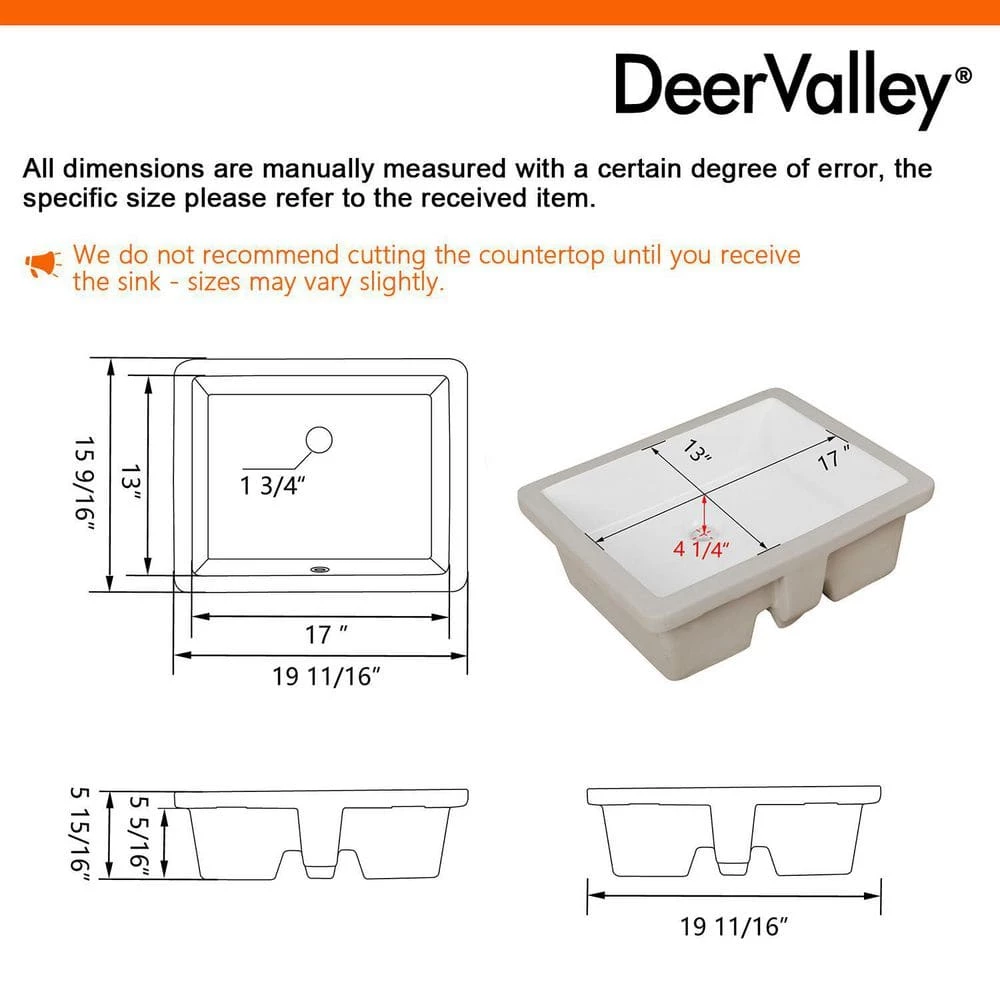DEERVALLEY 19-3/4 in. Undermount Bathroom Sink in White Vitreous China 6 DEERVALLEY 19-3/4 in. Undermount Bathroom Sink in White Vitreous China - Image 4