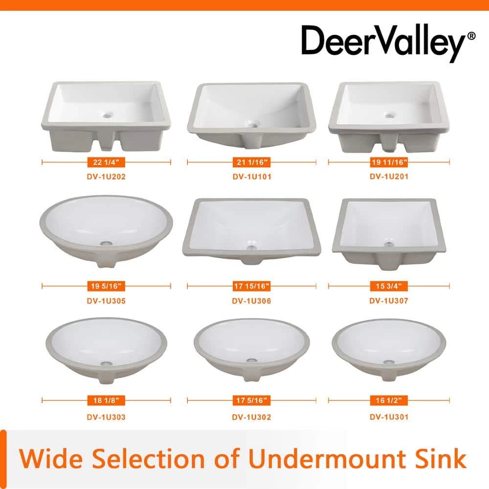 DEERVALLEY 19-3/4 in. Undermount Bathroom Sink in White Vitreous China 10 DEERVALLEY 19-3/4 in. Undermount Bathroom Sink in White Vitreous China - Image 8