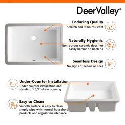 DEERVALLEY 22-1/4 in. Undermount Vitreous China Bathroom Sink in White -Bathroom Sinks Sales white deervalley undermount bathroom sinks dv 1u202 1d 1000