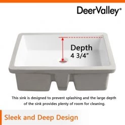 DEERVALLEY 22-1/4 in. Undermount Vitreous China Bathroom Sink in White -Bathroom Sinks Sales white deervalley undermount bathroom sinks dv 1u202 77 1000