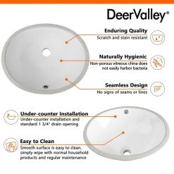 DEERVALLEY 16.54 in. Undermount Vitreous China Bathroom Sink in White -Bathroom Sinks Sales white deervalley undermount bathroom sinks dv 1u301 76 1000