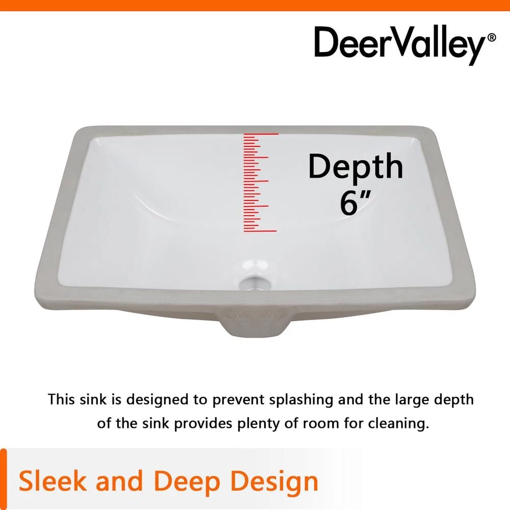 DEERVALLEY 17.91 in. Undercounter Bathroom Sink in White Vitreous China 14 DEERVALLEY 17.91 in. Undercounter Bathroom Sink in White Vitreous China - Image 12