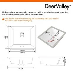 DEERVALLEY 15.75 in. Undercounter Bathroom Sink in White Vitreous China -Bathroom Sinks Sales white deervalley undermount bathroom sinks dv 1u307 76 1000