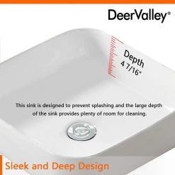 DEERVALLEY White Rectangular Bathroom Ceramic Vessel Sink Art Basin in White Not Included Facuet -Bathroom Sinks Sales white deervalley vessel sinks dv 1v021 1f 1000