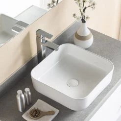 DEERVALLEY White Rectangular Bathroom Ceramic Vessel Sink Art Basin in White Not Included Facuet -Bathroom Sinks Sales white deervalley vessel sinks dv 1v021 66 1000