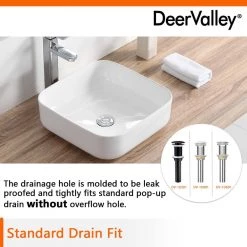 DEERVALLEY White Rectangular Bathroom Ceramic Vessel Sink Art Basin in White Not Included Facuet -Bathroom Sinks Sales white deervalley vessel sinks dv 1v021 fa 1000