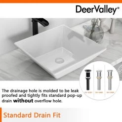 DEERVALLEY Classic Ceramic Square Vessel Sink in White -Bathroom Sinks Sales white deervalley vessel sinks dv 1v022 76 1000